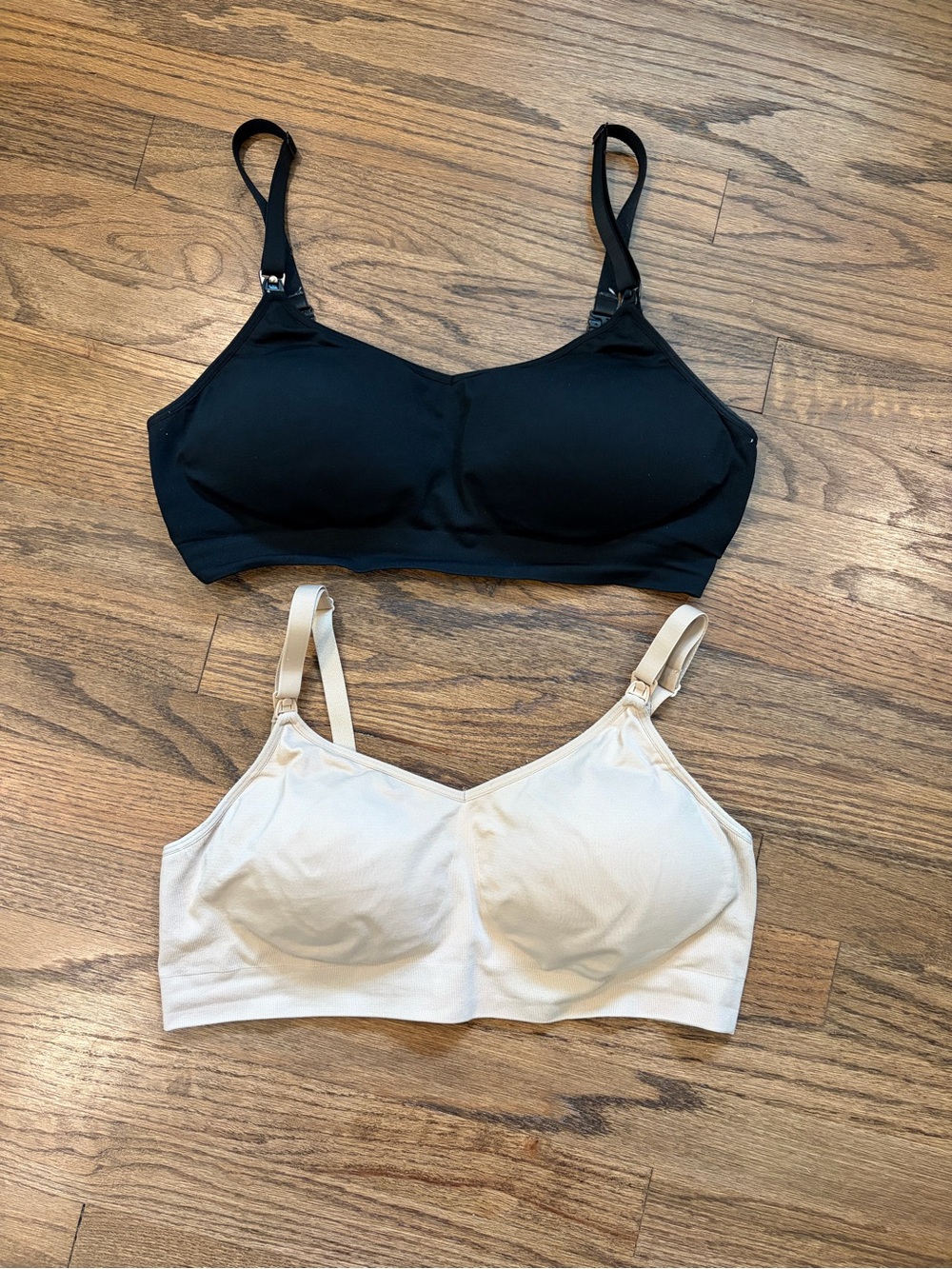 Auden Seamless Comfort Wireless Nursing Bras- Black and Beige, L